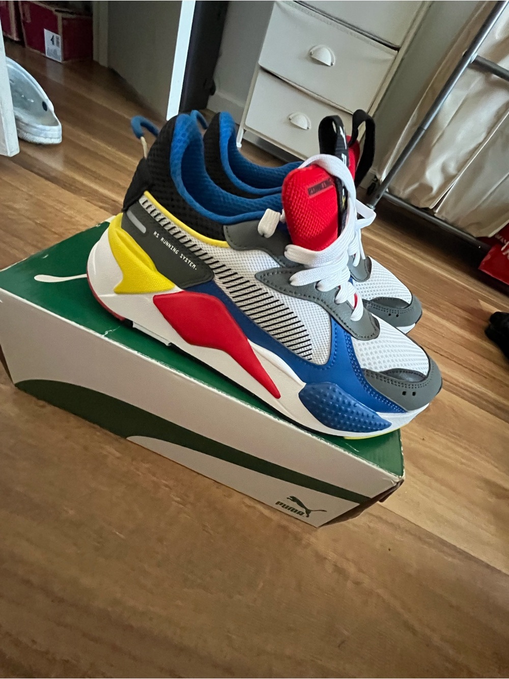 Puma Kids White/Blue/Red/Yellow Colorblock Sneakers